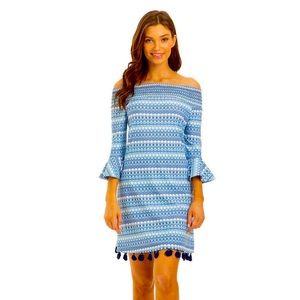 NWT Cabana Life Batik Stripe Off Shoulder Dress, L